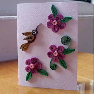 handmade quilling card birds and flowers