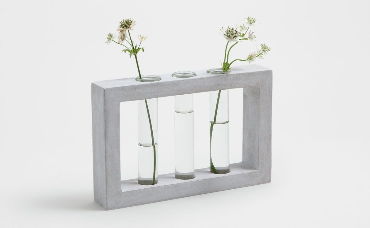 Handmade Concrete & Glass Vase