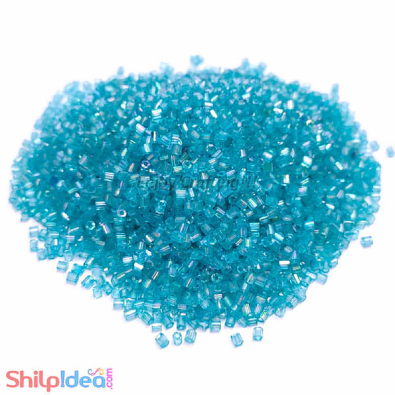 Beads 2mm - Glass Hexagonal - Aqua Blue