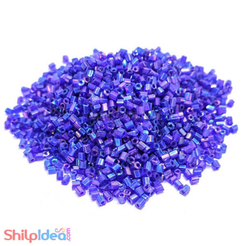 Beads 2mm - Glass Hexagonal - Purple AB