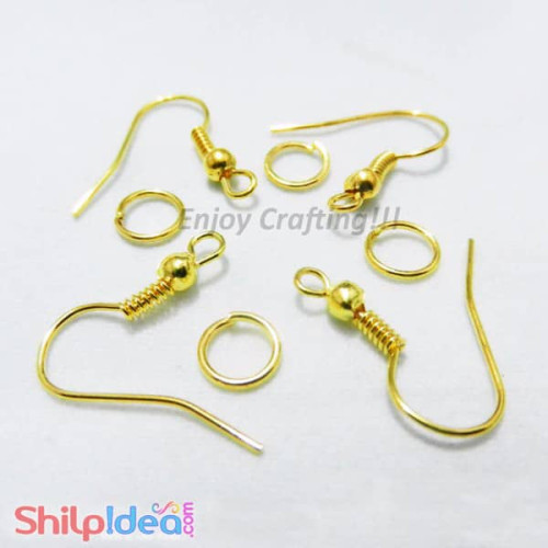 Earring Hooks with Jumping Ring - 10 Pairs - Golden