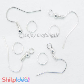 Earring Hooks with Jumping Ring - 10 Pairs - Silver