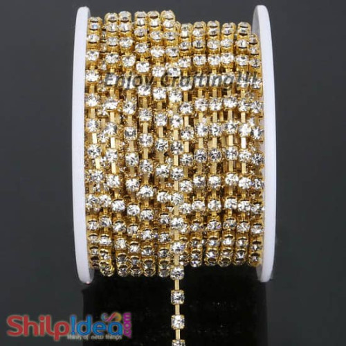 Metal Cup Stone Chain - 1 Meter - Golden