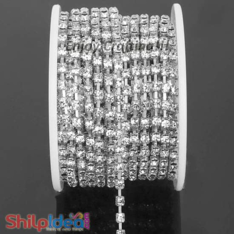 Metal Cup Stone Chain - 1 Meter - Silver