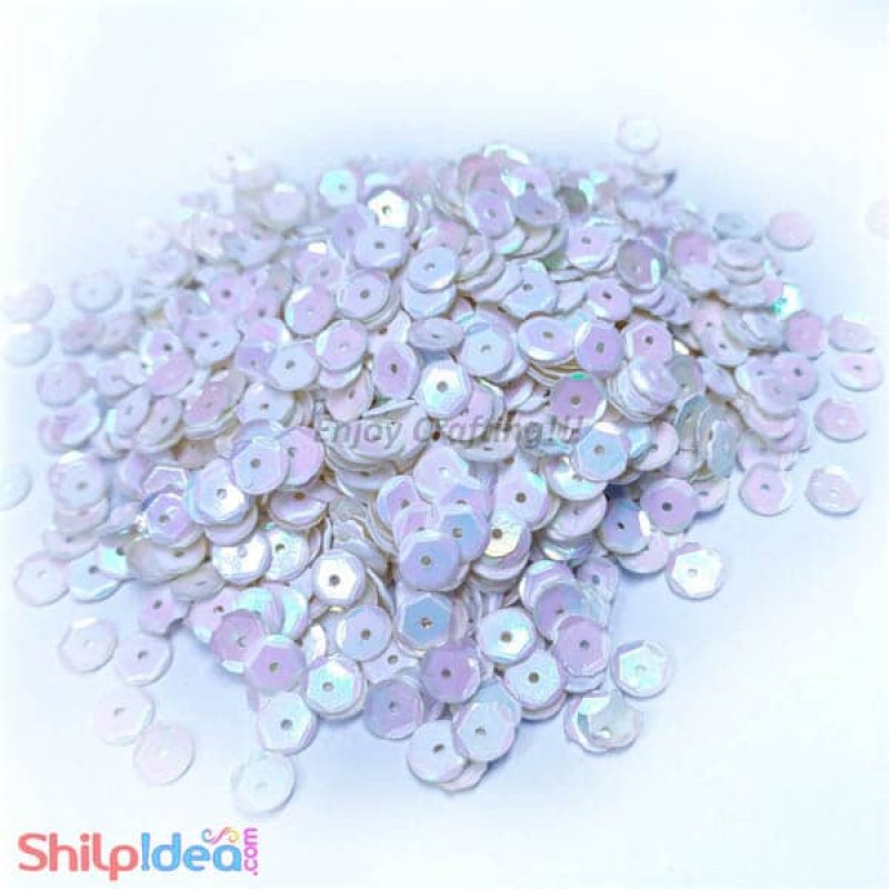 Sequins Round Cupped 5mm - White AB