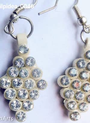 Quilled Rings Earrings White With Crystals