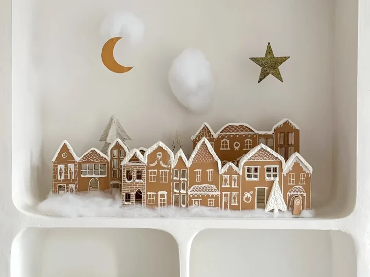 easy christmas village from cardboard