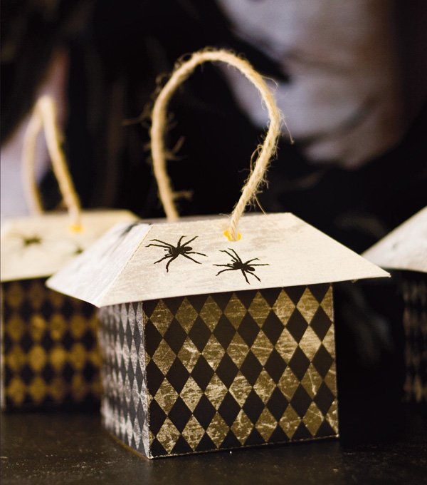 Patterned Halloween Paper Lantern by Paper and Cake Patterned Halloween paper lantern with a pale roof