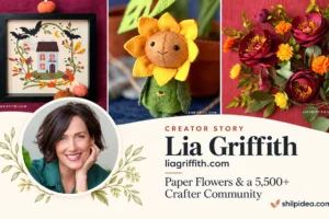 Featured image for Lia Griffith’s Creator Story on Shilpidea, highlighting her craft designs and website-reported community of more than 5,500 crafters.